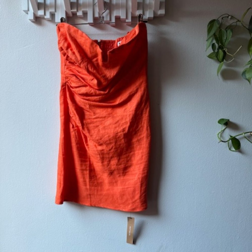 NWT Reformation Abeni Linen Dress in Flame (Size: 4)